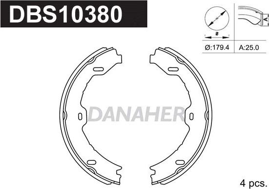 Danaher DBS10380 - Jeu de mâchoires de frein, frein de stationnement cwaw.fr