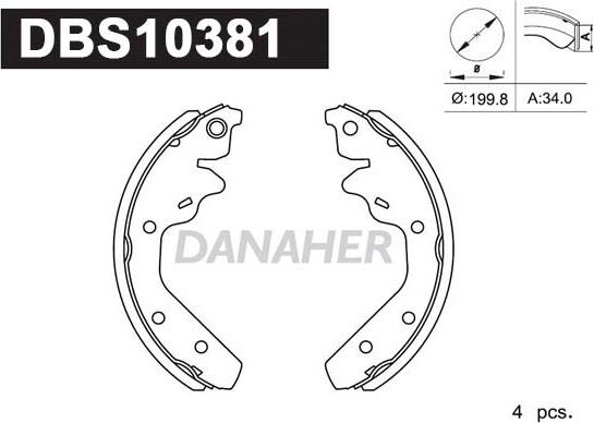 Danaher DBS10381 - Jeu de mâchoires de frein cwaw.fr