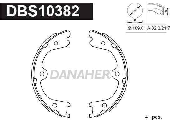 Danaher DBS10382 - Jeu de mâchoires de frein, frein de stationnement cwaw.fr