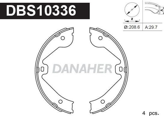 Danaher DBS10336 - Jeu de mâchoires de frein, frein de stationnement cwaw.fr