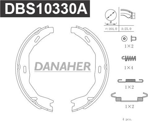 Danaher DBS10330A - Jeu de mâchoires de frein, frein de stationnement cwaw.fr