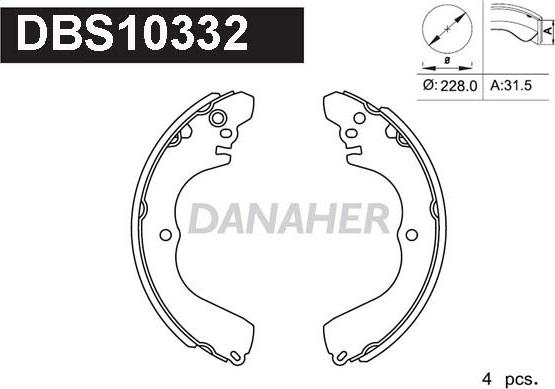 Danaher DBS10332 - Jeu de mâchoires de frein cwaw.fr