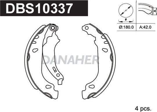 Danaher DBS10337 - Jeu de mâchoires de frein cwaw.fr