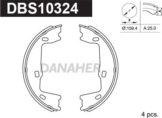 Danaher DBS10324 - Jeu de mâchoires de frein, frein de stationnement cwaw.fr