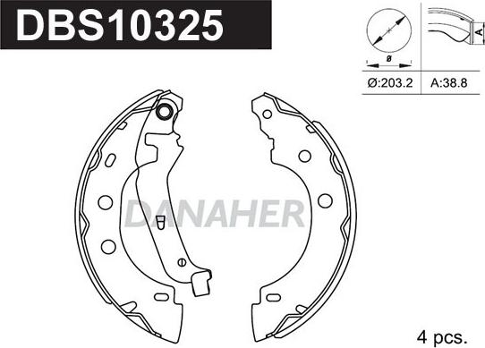 Danaher DBS10325 - Jeu de mâchoires de frein cwaw.fr