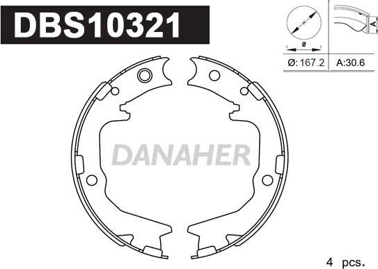 Danaher DBS10321 - Jeu de mâchoires de frein, frein de stationnement cwaw.fr