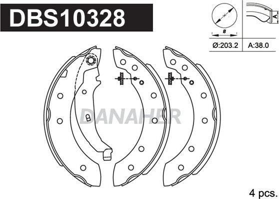 Danaher DBS10328 - Jeu de mâchoires de frein cwaw.fr