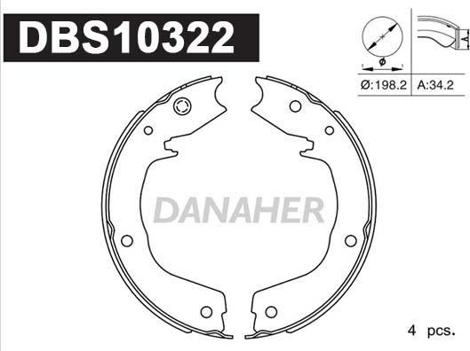 Danaher DBS10322 - Jeu de mâchoires de frein, frein de stationnement cwaw.fr