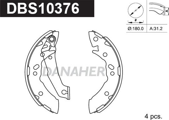 Danaher DBS10376 - Jeu de mâchoires de frein cwaw.fr