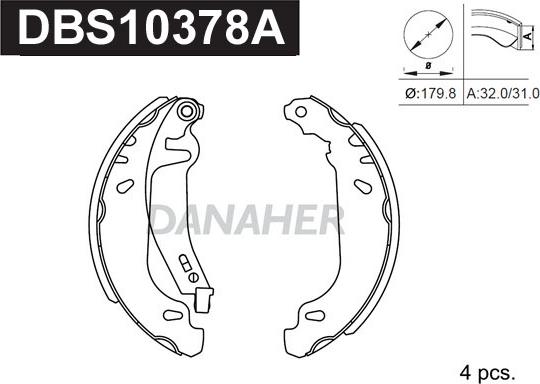 Danaher DBS10378A - Jeu de mâchoires de frein cwaw.fr