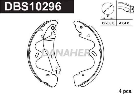 Danaher DBS10296 - Jeu de mâchoires de frein cwaw.fr