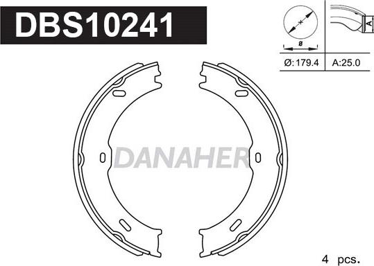 Danaher DBS10241 - Jeu de mâchoires de frein, frein de stationnement cwaw.fr