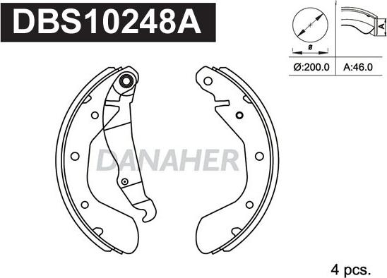 Danaher DBS10248A - Jeu de mâchoires de frein cwaw.fr