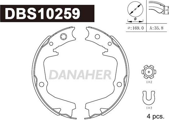 Danaher DBS10259 - Jeu de mâchoires de frein, frein de stationnement cwaw.fr