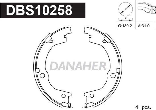 Danaher DBS10258 - Jeu de mâchoires de frein, frein de stationnement cwaw.fr