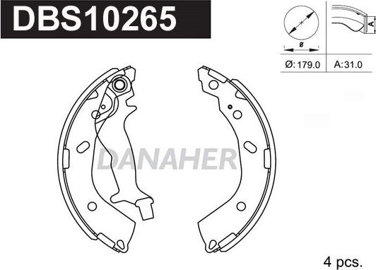 Danaher DBS10265 - Jeu de mâchoires de frein cwaw.fr