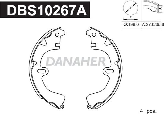 Danaher DBS10267A - Jeu de mâchoires de frein cwaw.fr