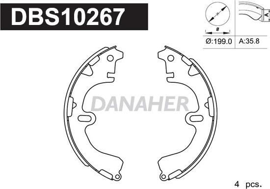 Danaher DBS10267 - Jeu de mâchoires de frein cwaw.fr