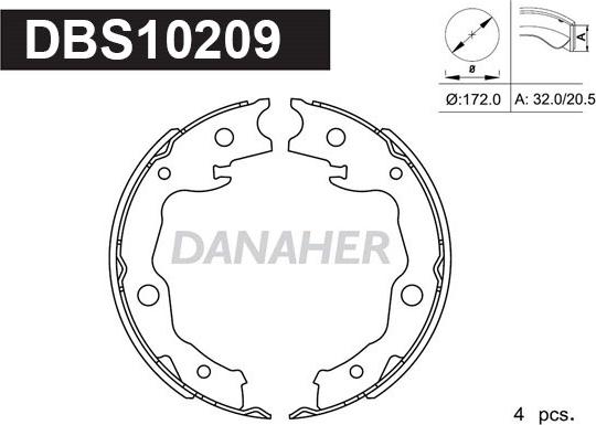 Danaher DBS10209 - Jeu de mâchoires de frein, frein de stationnement cwaw.fr