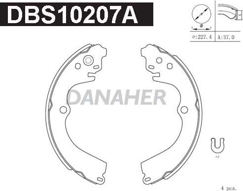 Danaher DBS10207A - Jeu de mâchoires de frein cwaw.fr