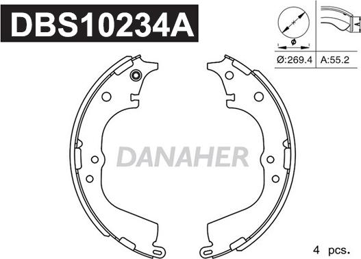 Danaher DBS10234A - Jeu de mâchoires de frein cwaw.fr