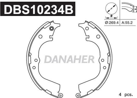 Danaher DBS10234B - Jeu de mâchoires de frein cwaw.fr