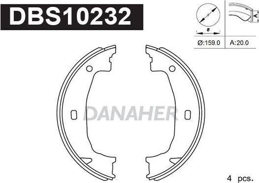 Danaher DBS10232 - Jeu de mâchoires de frein, frein de stationnement cwaw.fr