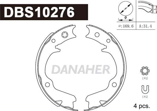 Danaher DBS10276 - Jeu de mâchoires de frein, frein de stationnement cwaw.fr