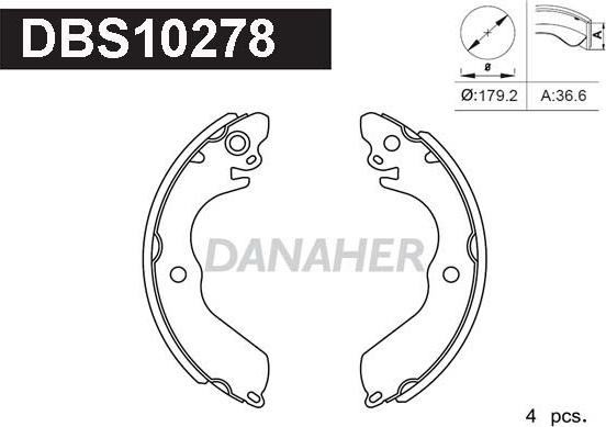 Danaher DBS10278 - Jeu de mâchoires de frein cwaw.fr