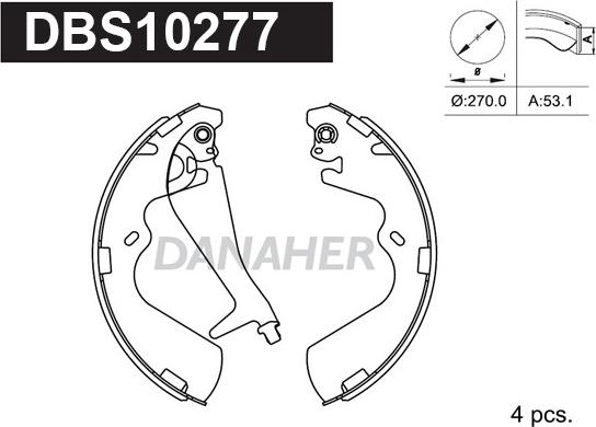 Danaher DBS10277 - Jeu de mâchoires de frein cwaw.fr