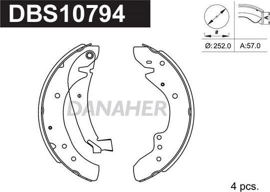 Danaher DBS10794 - Jeu de mâchoires de frein cwaw.fr