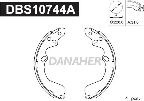 Danaher DBS10744A - Jeu de mâchoires de frein cwaw.fr