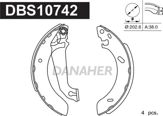 Danaher DBS10742 - Jeu de mâchoires de frein cwaw.fr