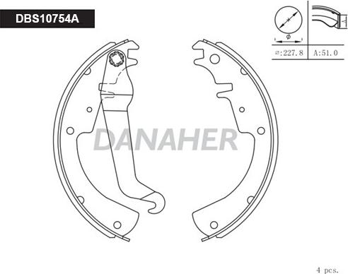 Danaher DBS10754A - Jeu de mâchoires de frein cwaw.fr