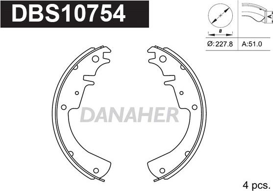 Danaher DBS10754 - Jeu de mâchoires de frein cwaw.fr