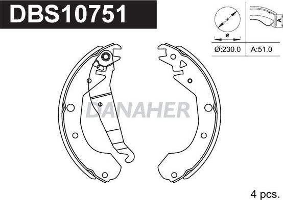 Danaher DBS10751 - Jeu de mâchoires de frein cwaw.fr