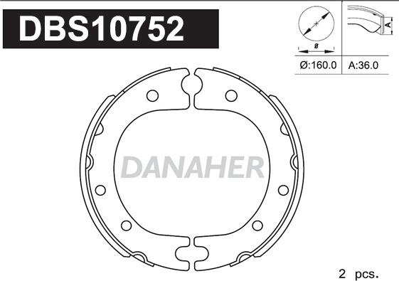 Danaher DBS10752 - Jeu de mâchoires de frein, frein de stationnement cwaw.fr