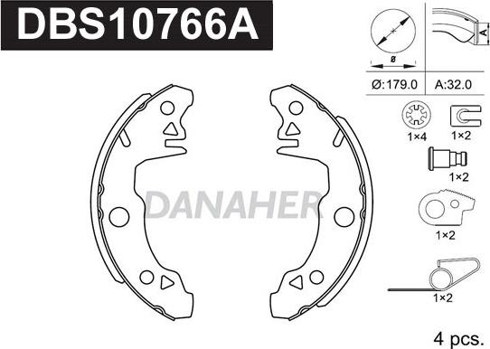 Danaher DBS10766A - Jeu de mâchoires de frein cwaw.fr