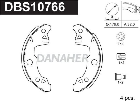 Danaher DBS10766 - Jeu de mâchoires de frein cwaw.fr