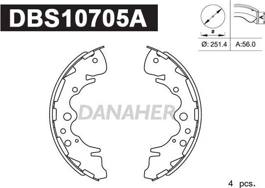 Danaher DBS10705A - Jeu de mâchoires de frein cwaw.fr