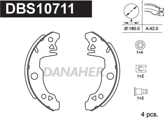 Danaher DBS10711 - Jeu de mâchoires de frein cwaw.fr