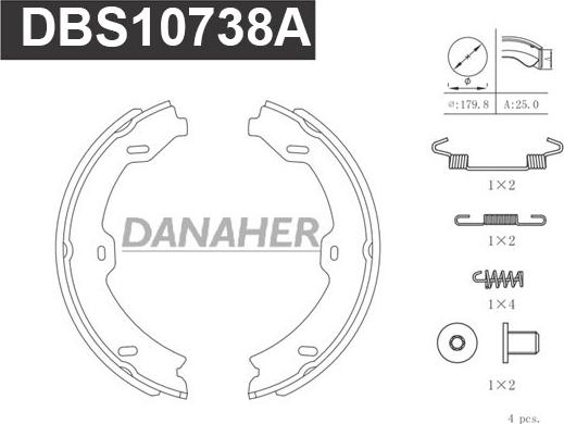 Danaher DBS10738A - Jeu de mâchoires de frein, frein de stationnement cwaw.fr