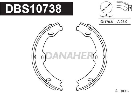 Danaher DBS10738 - Jeu de mâchoires de frein, frein de stationnement cwaw.fr