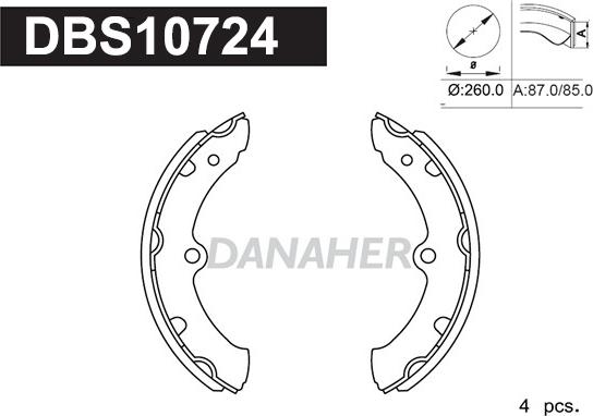 Danaher DBS10724 - Jeu de mâchoires de frein cwaw.fr