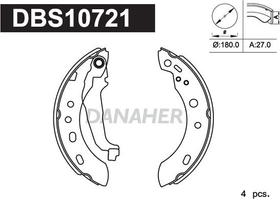 Danaher DBS10721 - Jeu de mâchoires de frein cwaw.fr