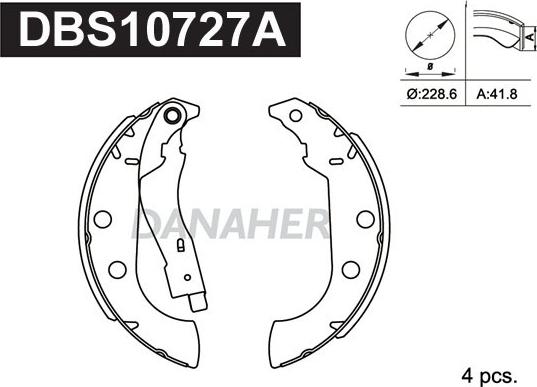 Danaher DBS10727A - Jeu de mâchoires de frein cwaw.fr