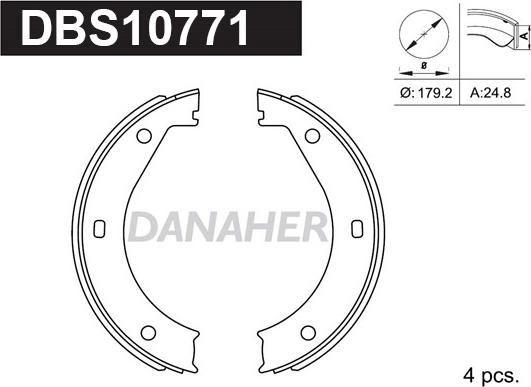 Danaher DBS10771 - Jeu de mâchoires de frein, frein de stationnement cwaw.fr