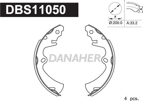 Danaher DBS11050 - Jeu de mâchoires de frein cwaw.fr