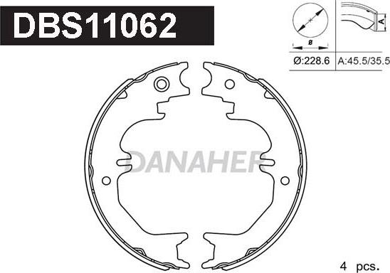 Danaher DBS11062 - Jeu de mâchoires de frein, frein de stationnement cwaw.fr