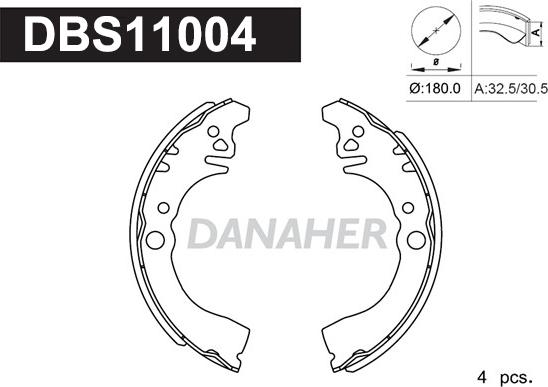 Danaher DBS11004 - Jeu de mâchoires de frein cwaw.fr